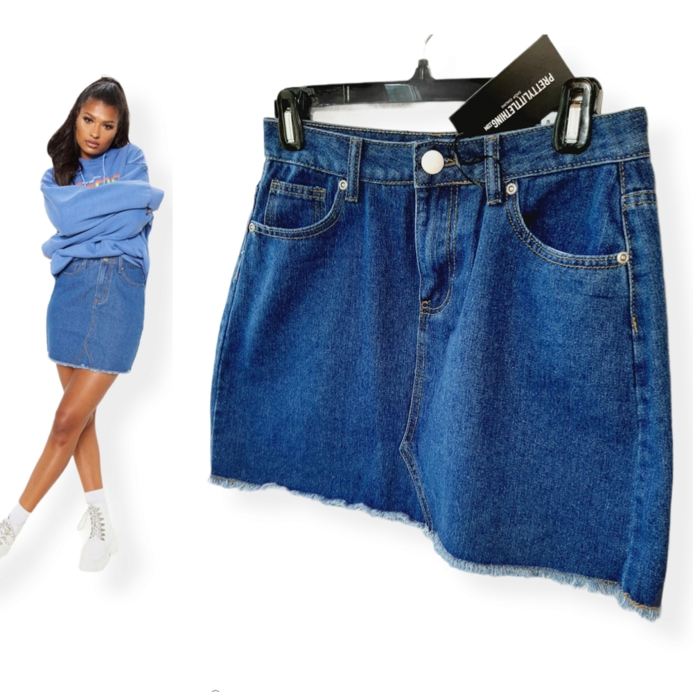 NWT PLT jean skirt with frayed hem
